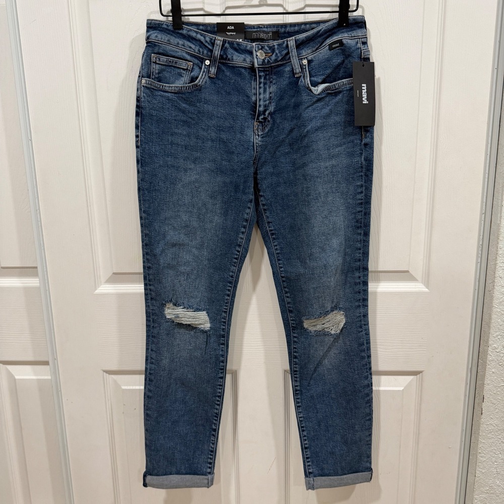 Mavi Ada Boyfriend Jeans Mid Ripped Recycle Blue W28 L29 M1020582085